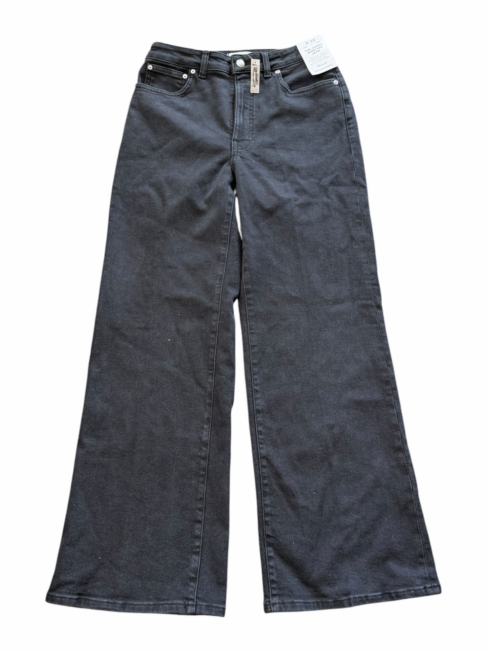 Madewell The Curvy Wide Leg Jeans Super Stretch Denim Black Frost Size 28 NEW